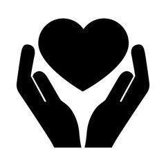 hands lifting heart love silhouette style icon