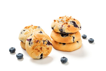 Blueberry Muffin Cookies isolated on white  background.