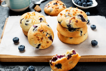 Blueberry Muffin Cookies on dark background