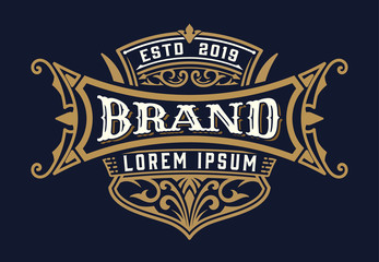 Antique label with floral details