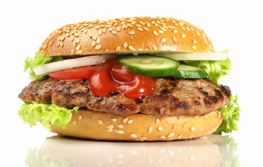 Bagel Hamburger on white Background - Isolated