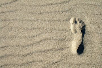 footprint on beach sand texture with ripples