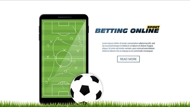 Concept for web banner sports betting statistics. Mobile App. Flat design icons for sports theme. Football betting