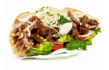 Kebab Sandwich on white Background - Isolated