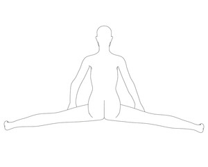 The contour of a girl sitting on a twine. Back view. Vector illustration