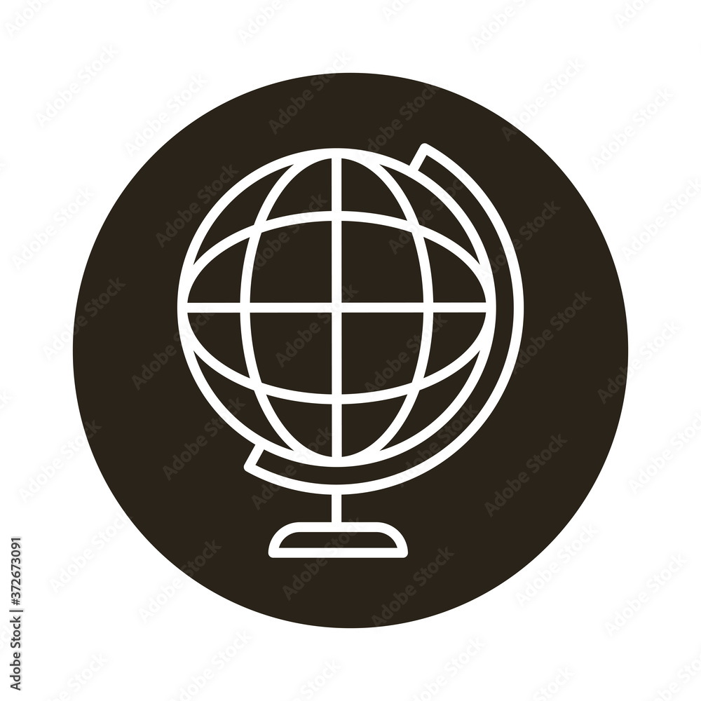 Poster sphere world planet in base block style icon