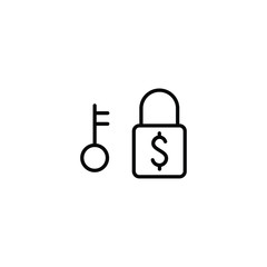 lock and key thin icon isolated on white background, simple line icon for your work.