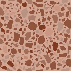Vector Seamless Neutral Brown and Beige - Earth Tone Terrazzo Pattern. Granite Stone Background. Modern Italian Tile for Kitchen, Bathroom Floor, or Wall Design.