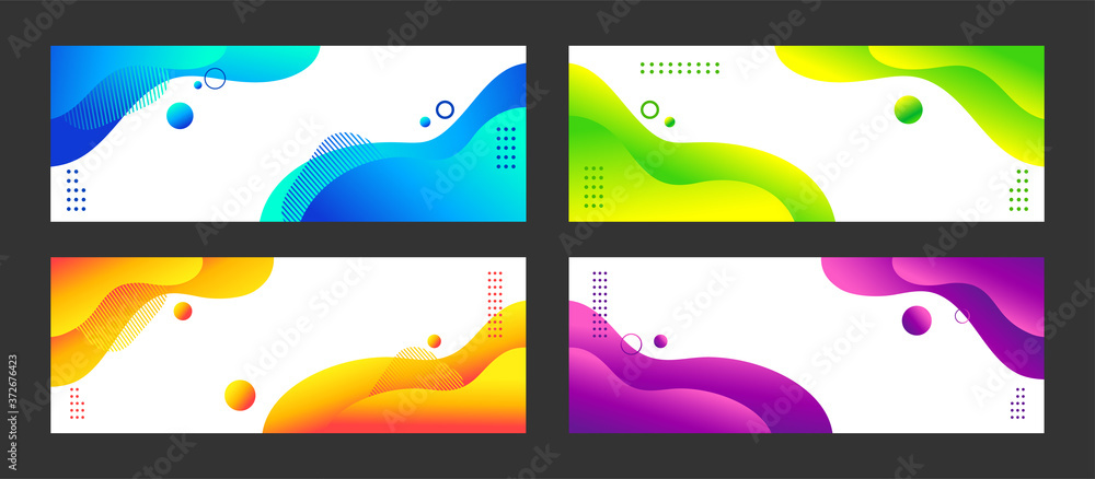 Poster Abstract liquid vector backgrounds. Set of colorful gradient minimal banners for social media, web sites