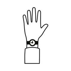 hand human up with wristwatch line style icon