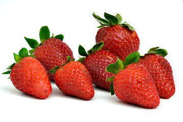 Fresh red strawberries isolated on white background. Strawberries with clipping path.