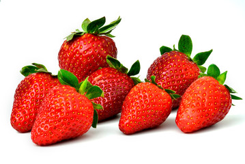 Fresh red strawberries isolated on white background. Strawberries with clipping path.