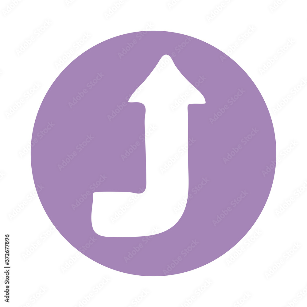 Poster curve arrow up direction block style icon