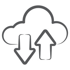 
Reversible arrows with cloud showing cloud data transfer icon
