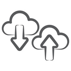 
Reversible arrows with cloud showing cloud data transmission icon
