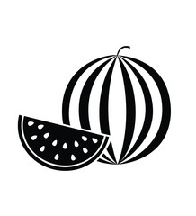 Stylized illustration black whole and sliced watermelon icon isolated on white background eps 10