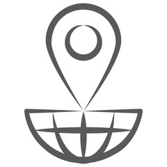 
Geolocation icon in line style, globe with map pointer 

