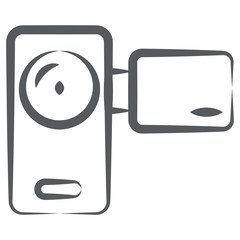
A doodle line icon of handycam in editable style 
