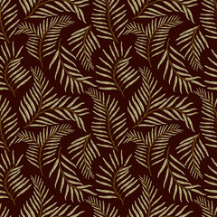 Seamless pattern with tropical leaves. Seamless floral pattern background vector Illustration for print, Wallpaper, fashion template