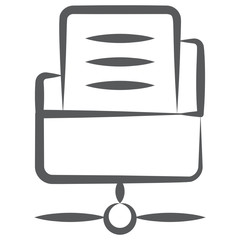 
Network folder icon in doodle line style, shared directory 
