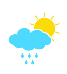 Sun behind rain cloud vector flat icon isolated on white illustration eps 10