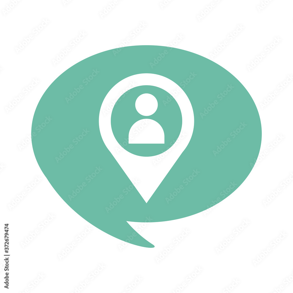 Poster avatar user in pin location flat style icon