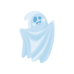 Cartoon cute halloween ghost. Vector illustration.