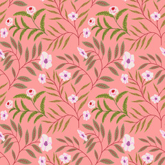Painted flowers ~ seamless vector background. Wildflowers seamless pattern