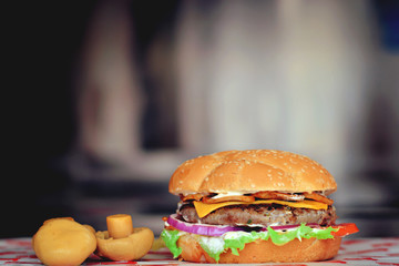 Fresh and Juicy Burger Fresh tasty burger with sauce cheese  yummy 