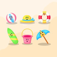 cute kawaii icon summer element in sand