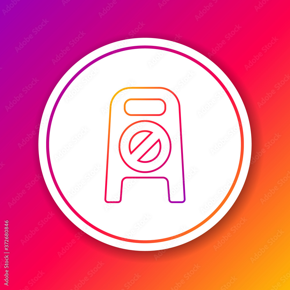 Poster color line wet floor and cleaning in progress icon isolated on color background. cleaning service co