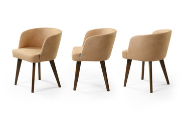 Single chair at different angles on a white background