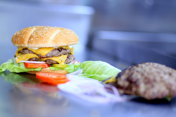 Fresh and Juicy Burger Fresh tasty burger with sauce cheese  yummy 