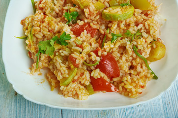 Tomato  courgette risotto