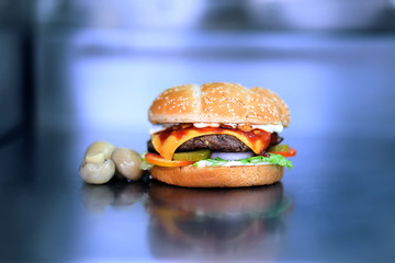 Fresh and Juicy Burger Fresh tasty burger with sauce cheese  yummy 