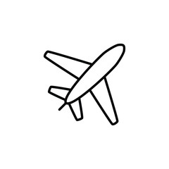 plane thin icon isolated on white background, simple line icon for your work.