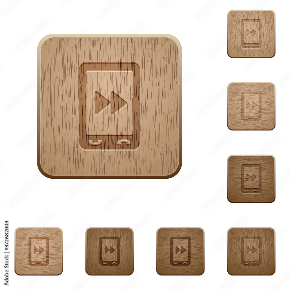 Sticker mobile media fast forward wooden buttons