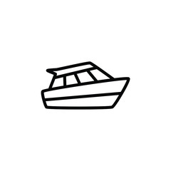 speed boat thin icon isolated on white background, simple line icon for your work.