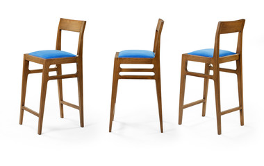 Single chair at different angles on a white background