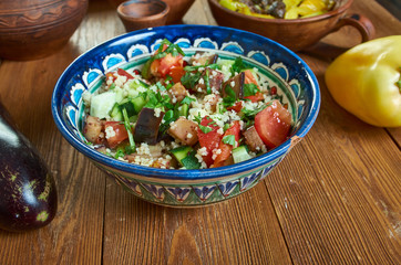 Grilled aubergine tabbouleh