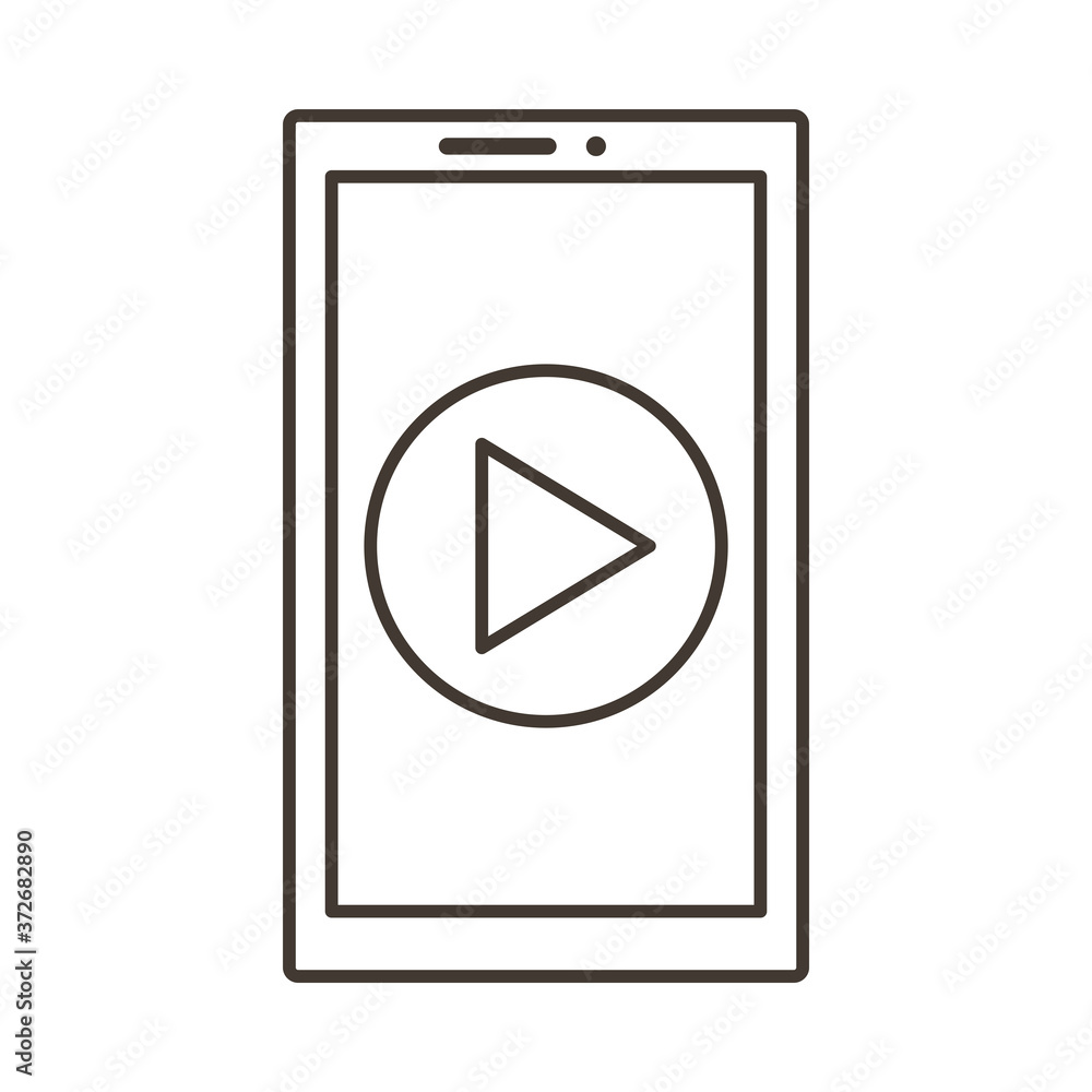 Poster smartphone device with play button line style icon