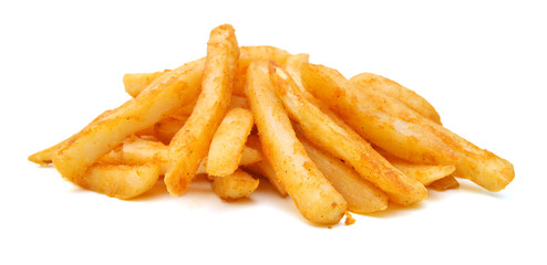 Potato fry on white isolated background