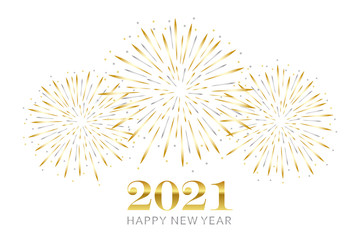 happy new year greeting card 2021 with gold and silver firework vector illustration EPS10