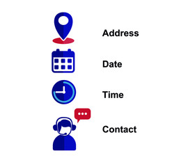 Address, date, time contact icons vector illustration.
