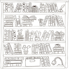 vector set of books oi a bookcase © Татьяна ЛАБОРЕНКО