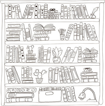 Drawings Of Bookshelves