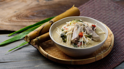 Local Thai food, Fermented bamboo shoot spicy soup with pork