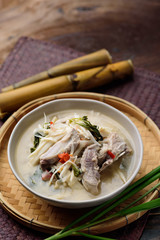 Local Thai food, Fermented bamboo shoot spicy soup with pork