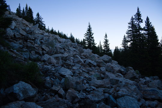 a scattering of kurumnik stones flows down the mountainside