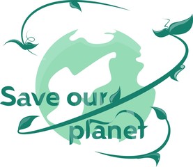 Vector illustration logo of saving the planet earth from global warming.